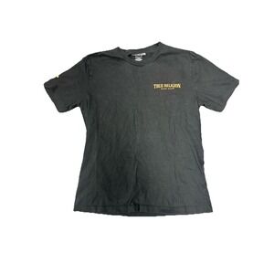 True Religion Shirt Mens Medium Black Orange Buddha Logo Graphic